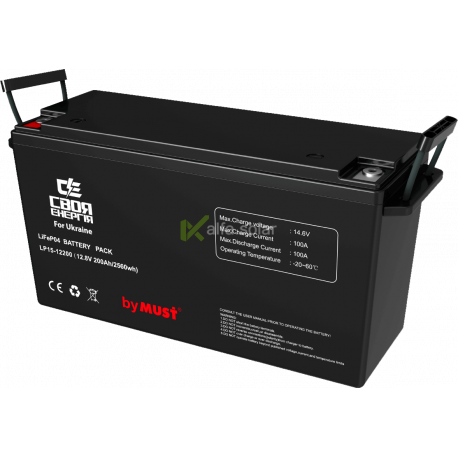 Аккумулятор MUST LP15-12200 LiFePO4, 12В 200A/ч (литий-железо-фосфатный)