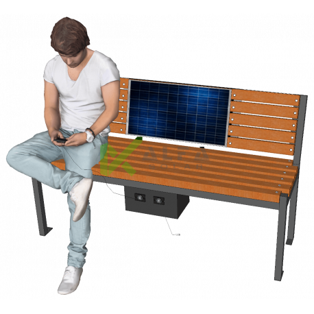 Солнечная Smart лавочка со спинкой ASolarBench 40v3