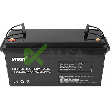 Аккумуляторная батарея Must LP1500-24100, 24В 100Аг, LiFePO4