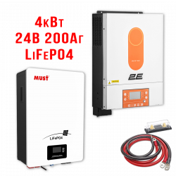 Комплект ИБП 2E 4кВт WiFi + Must 24В 200Аг LiFePO4