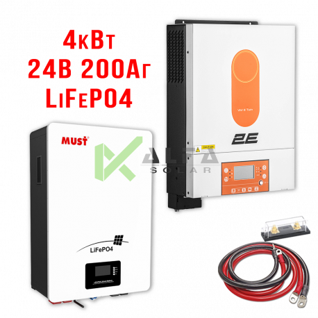 Комплект ДБЖ 2E 4кВт WiFi + Must 24В 200Аг LiFePO4