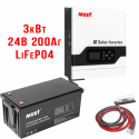 Комплект ДБЖ для квартири та дому 3кВт + АКБ 24В 200Аг LiFePo4 (швидка зарядка)