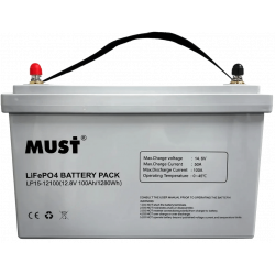Аккумулятор Своя Енергія by MUST LP15-12100 LiFePO4, 12В 100A/ч (литий-железо-фосфатный)