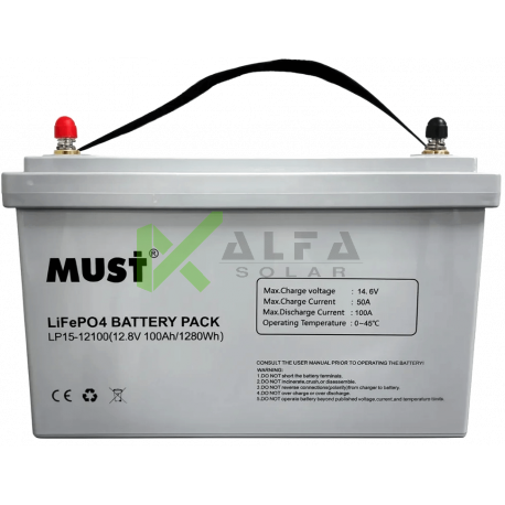 Акумулятор Своя Енергія by MUST LP15-12100 LiFePO4, 12В 100A/г (літій-залізо-фосфатний)